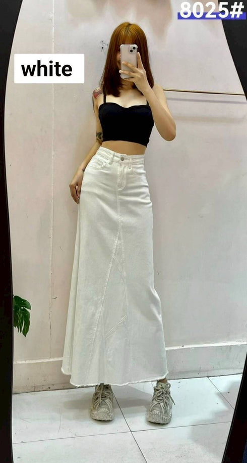 Denim Fitted Long Skirts